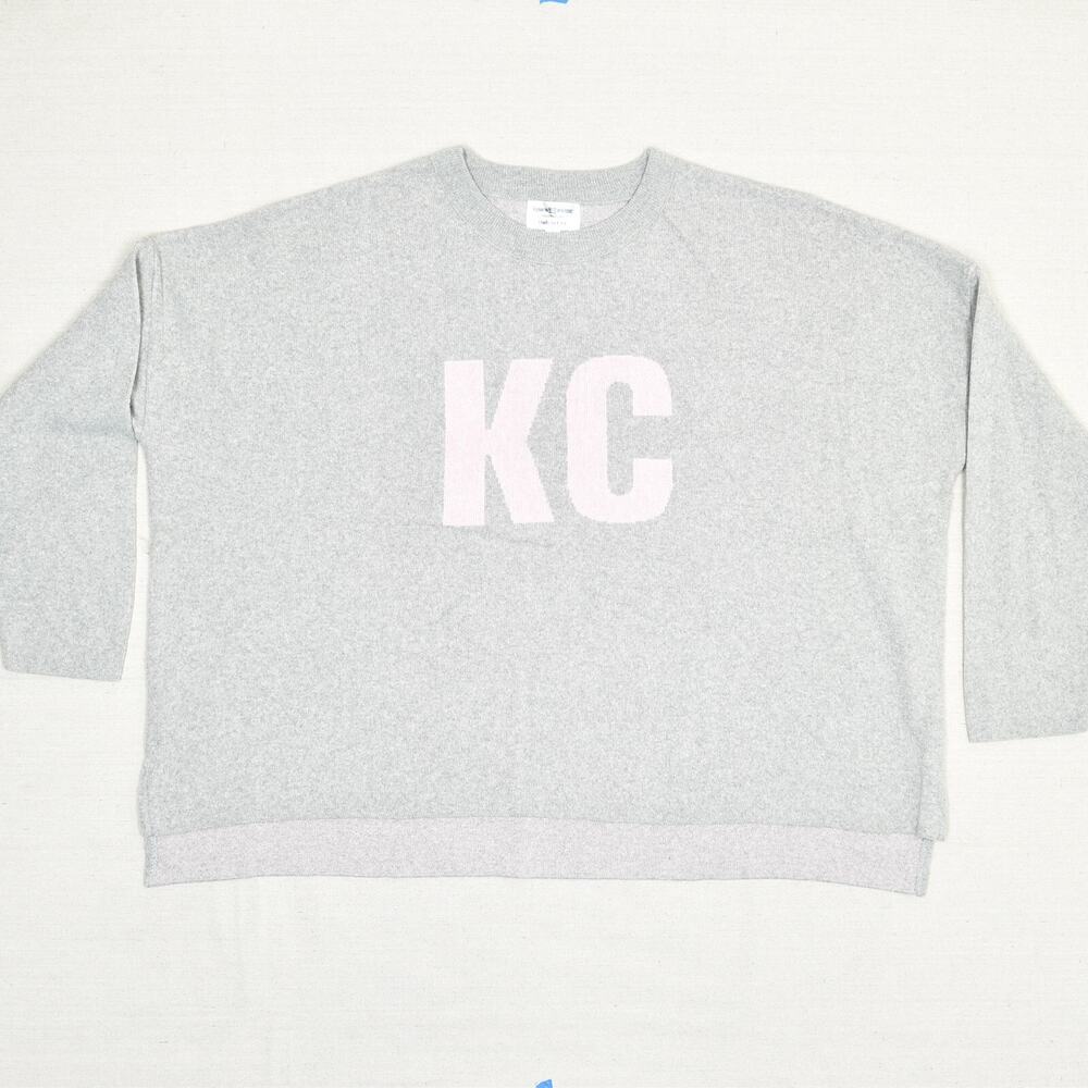 Town Pride Women's Pullover Sweater KC Crew Neck Cotton Blend Gray Size 2XL